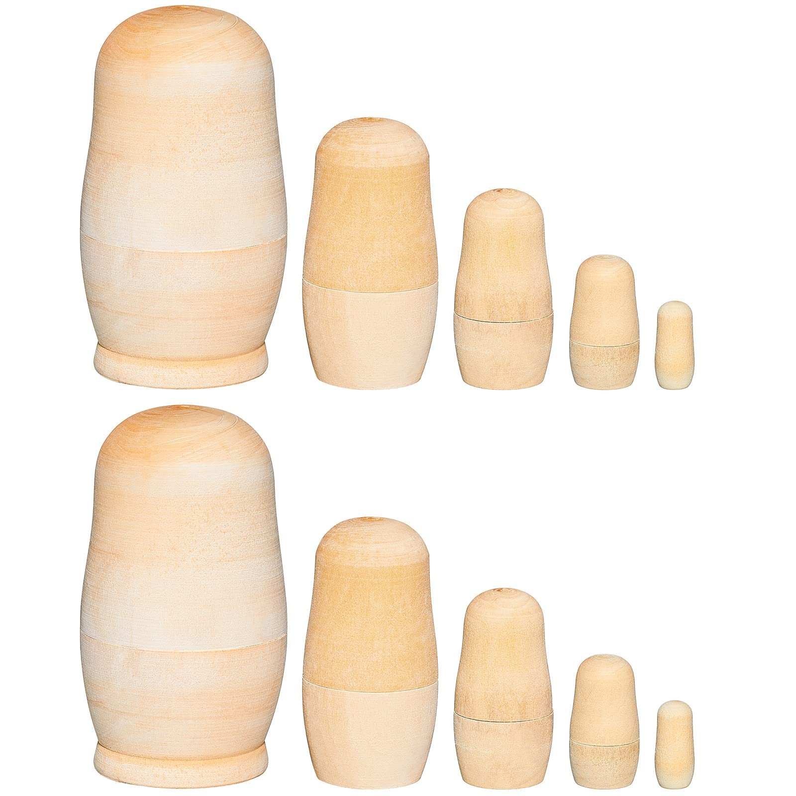 2 Sets Unpainted Nesting Dolls Blank Russian Nesting Dolls Personalize Create Your Own Christmas Russian Doll Wooden Matryoshka DIY Dolls Kit for - WoodArtSupply