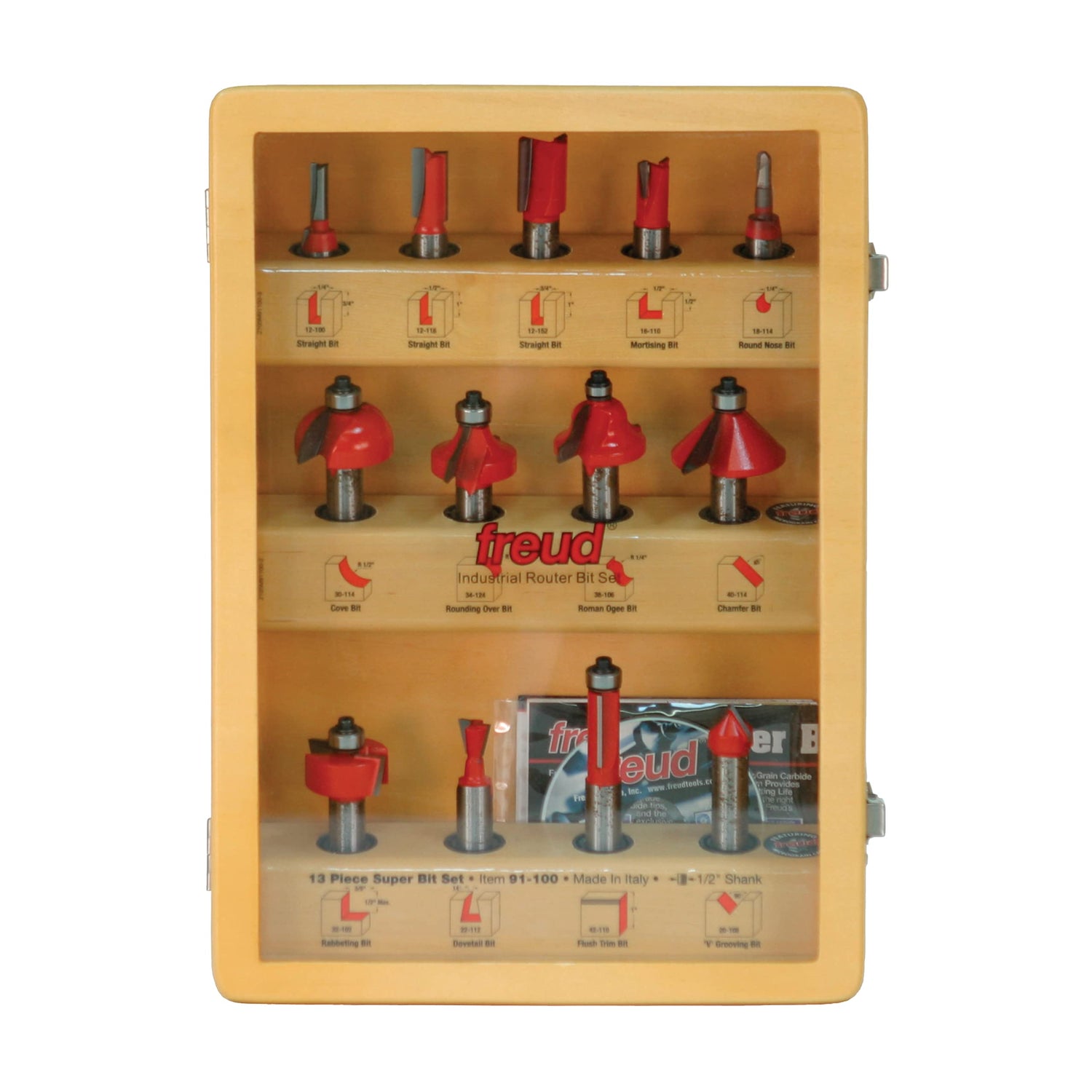 Freud 91-100: 13 Piece Super Bit Set, One Size, Perma-shield Coating Red Freud