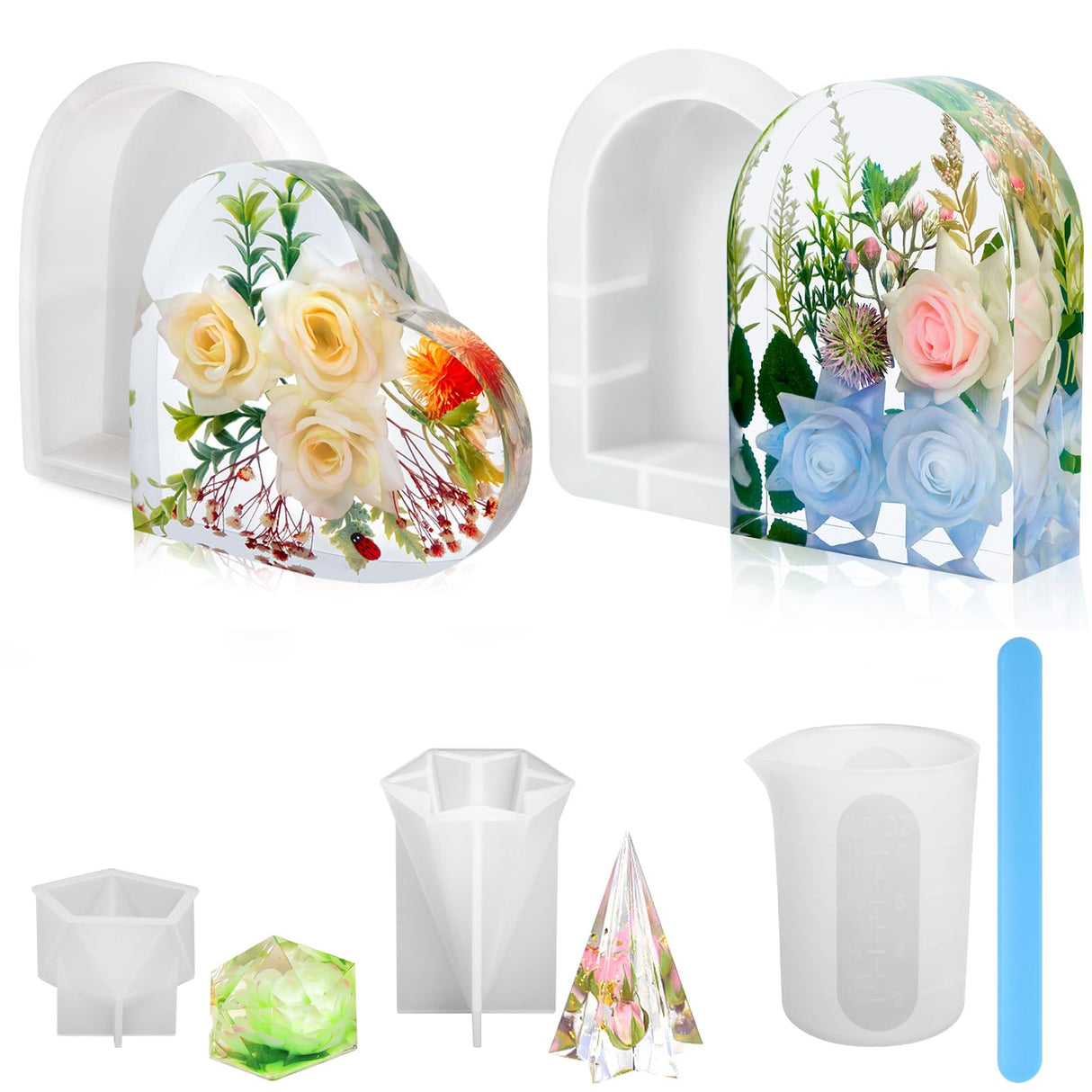 YOILES Resin Molds, Silicone Molds for Epoxy Resin, Large Resin Molds for Flower Preservation, Resin Mold for DIY Wedding Bouquet Preservation, Deep YOILES