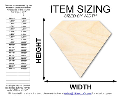 Unfinished Wood Diamond Shape | DIY Craft Cutout | Up to 36" 18" / 3/4" - WoodArtSupply