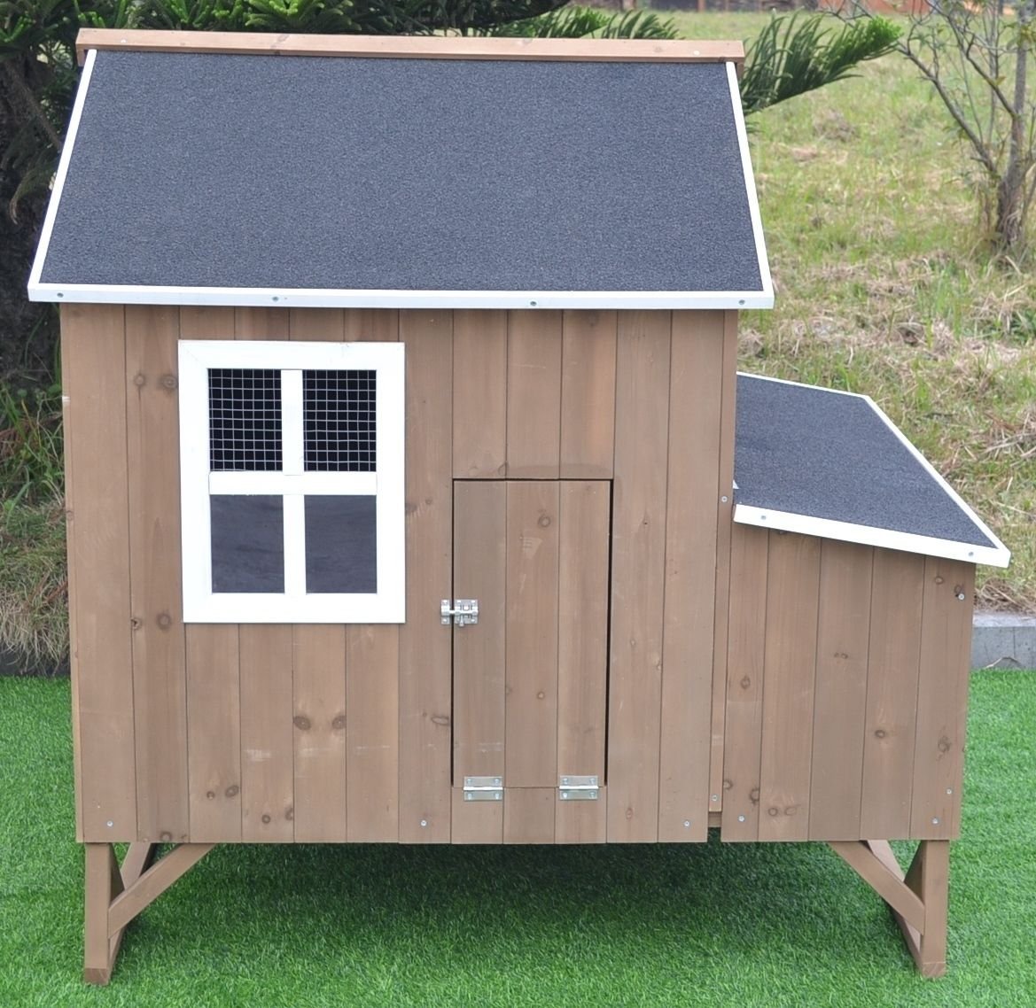 Omitree Deluxe Large Wood Chicken Coop Backyard Hen House 4-8 Chickens with 3 Nesting Box Omitree