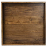 KINGCRAFT 24 x 24 inches Black Walnut Extra Large Ottoman Tray Wood Trays with Handles Square Wooden Solid Serving Tray for Oversized Ottoman Living Kingcraft