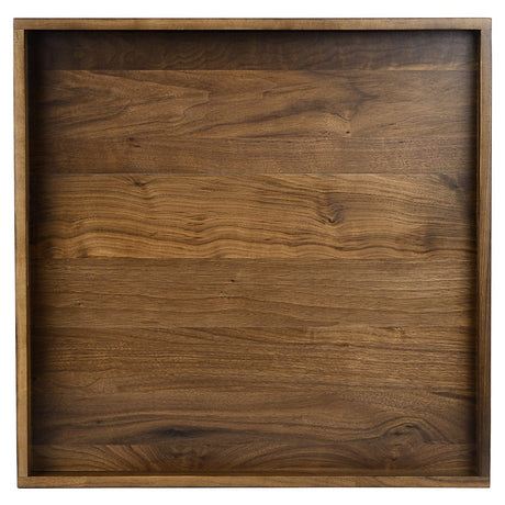 KINGCRAFT 24 x 24 inches Black Walnut Extra Large Ottoman Tray Wood Trays with Handles Square Wooden Solid Serving Tray for Oversized Ottoman Living Kingcraft