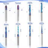 HQMaster CNC Router Bits 1/4 Inch Shank Carving Bit Set for Wood Detail Profile V Groove Engraving Solid Carbide CNC Router Bit Collection HQMaster