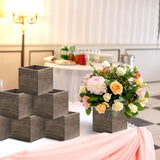 Suzile 12 Set 4 Inch Wooden Planter Box Square Wood Flower Box Rustic Cube Planter Box with Removable Foam Blocks Liner Square Vase for Centerpiece Suzile