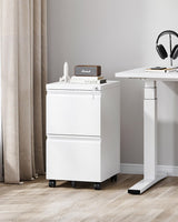 PEUKC 2 Drawer File Cabinet with Lock, Metal Under Desk Rolling Filing Cabinet fits Letter/Legal/A4 Size for Home Office, Mobile Filing Cabinet, PEUKC