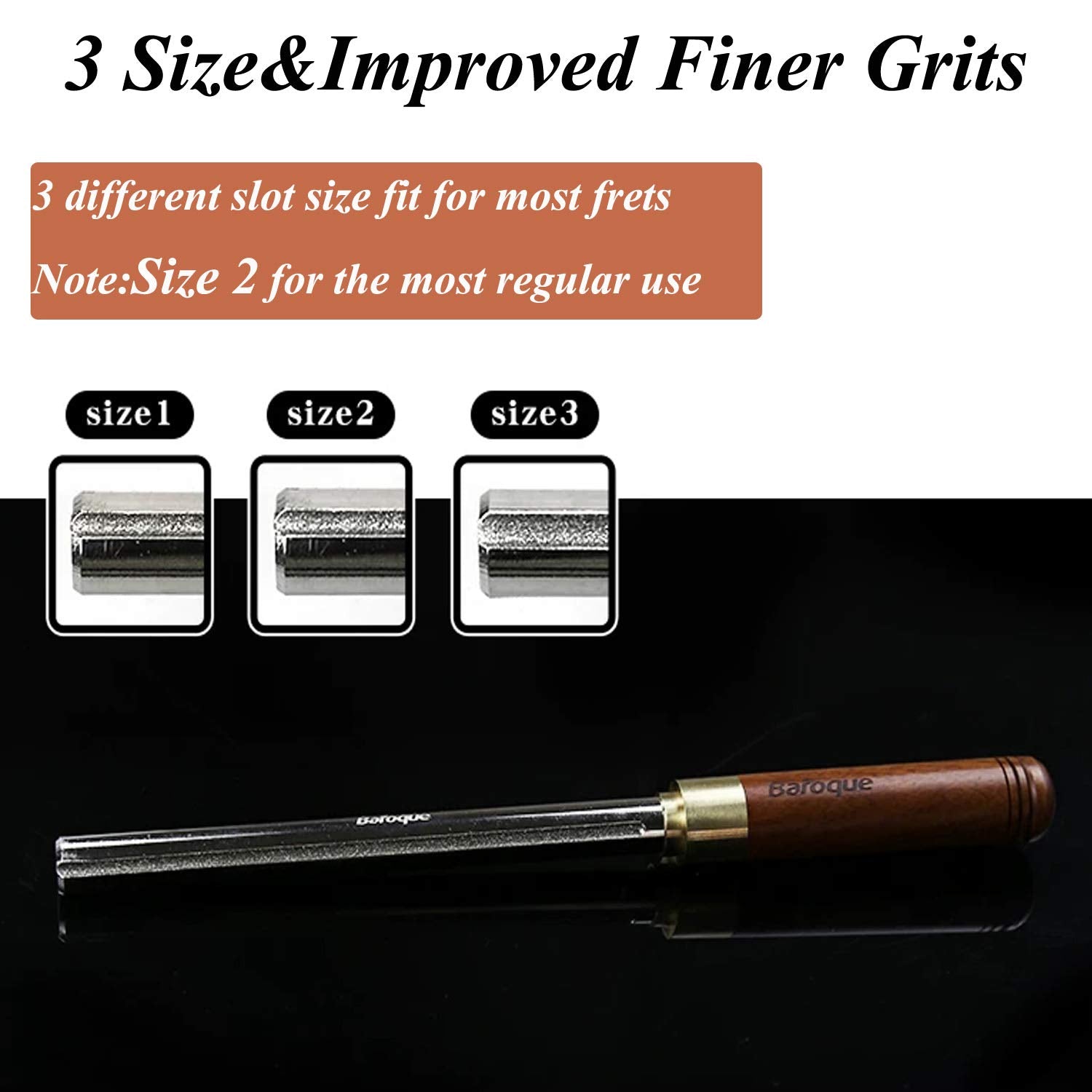 Baroque Diamond Guitar Fret Crowning Dressing File Narrow/Medium/Wide 3 Edges Guitar Repairing & Luthier Tools(Improved 3rd Generation) Baroque