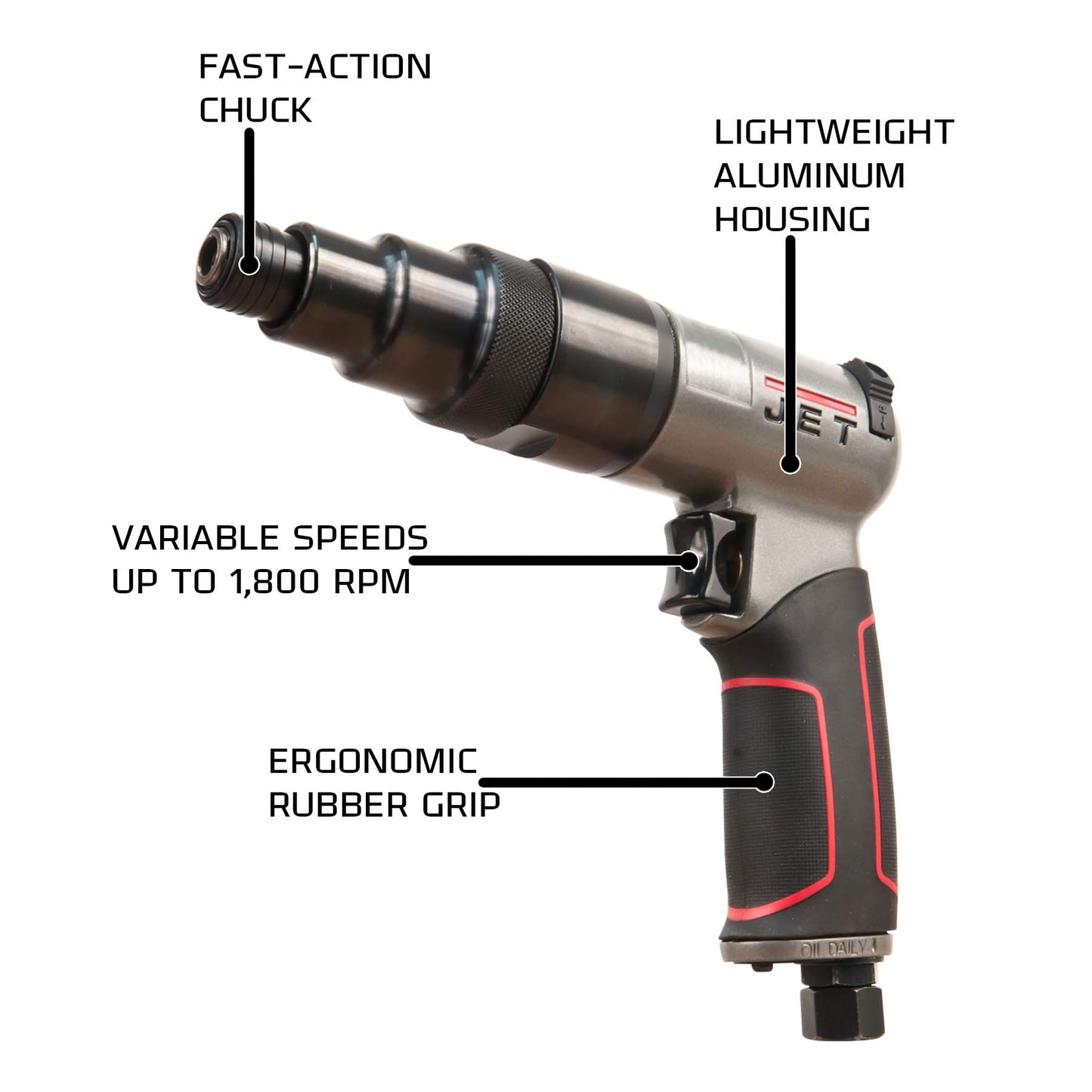 JET 1/4-Inch Pneumatic Screwdriver, 1800 RPM (JAT-651) - WoodArtSupply