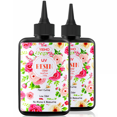 YIEHO UV Resin-200g Upgraded Crystal Clear Hard UV Curing Epoxy Resin Starter Supplies for Craft Jewelry Making YIEHO