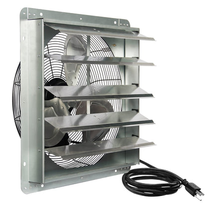 KEN BROWN 20 Inch Shutter Exhaust Fan With 1.65 Meters Power Cord Wall Mounted, High Speed 3500CFM, Vent Fan For Garages And Shops, Greenhouse,Attic - WoodArtSupply