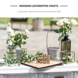 BESPORTBLE Wooden Crafts Wood Steam Train Figurine Train Model Retro Locomotive Ornaments Steampunk Statue Train Gifts Wood Crafts Desktop Decor for BESPORTBLE