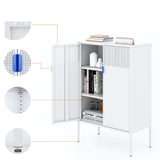 Washsemba Metal Storage Cabinet with Doors and Shelves, White Metal Cabinet, 3-Tier Office Cabinet,Metal Locker Storage Cabinet for Office, Home, Washsemba