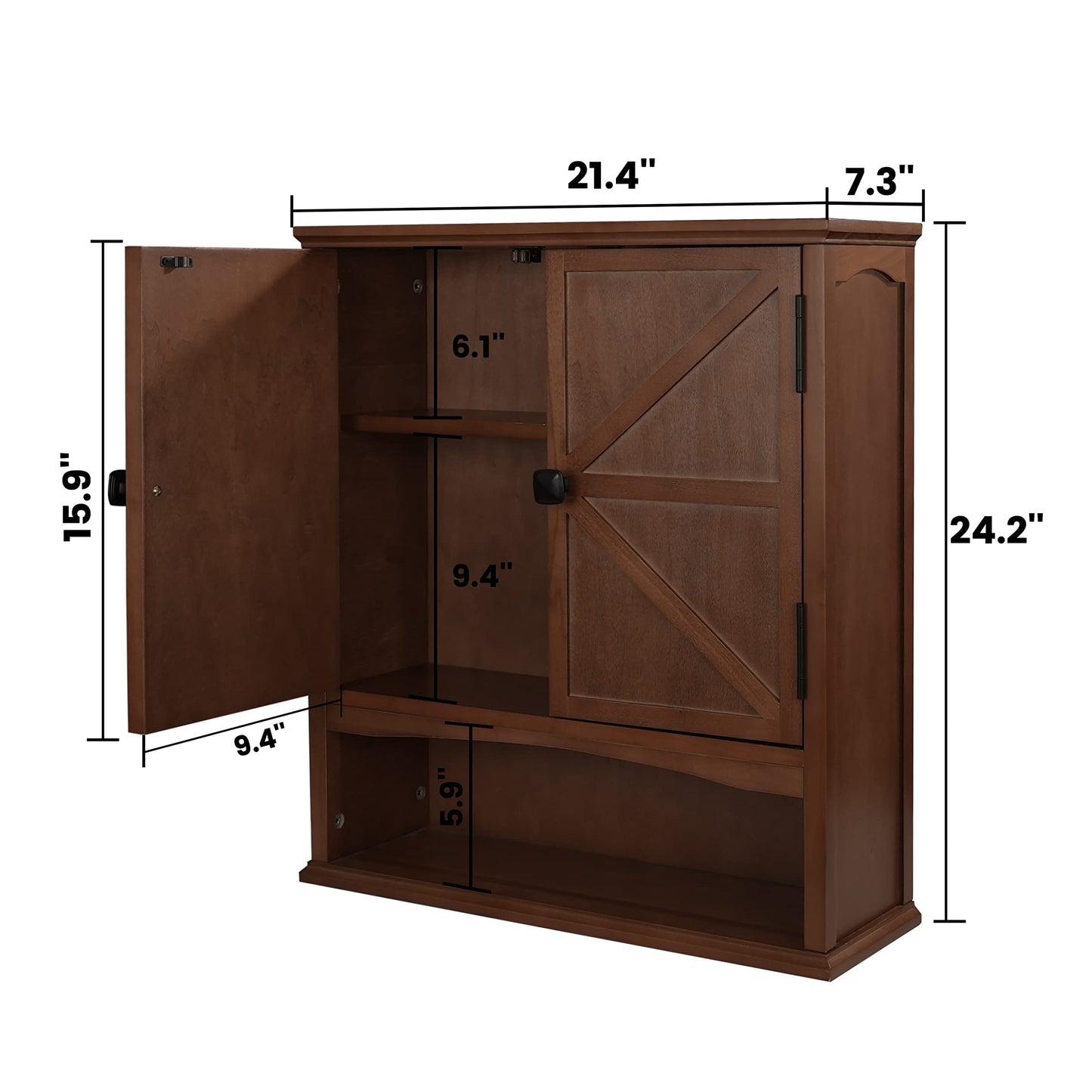 CONSDAN Bathroom Wall Cabinet, Wood Kitchen Cabinet Wall Mounted, USA Grown Solid Poplar Hardwood Structure Hanging Wall Storage Cabinet Over The - WoodArtSupply