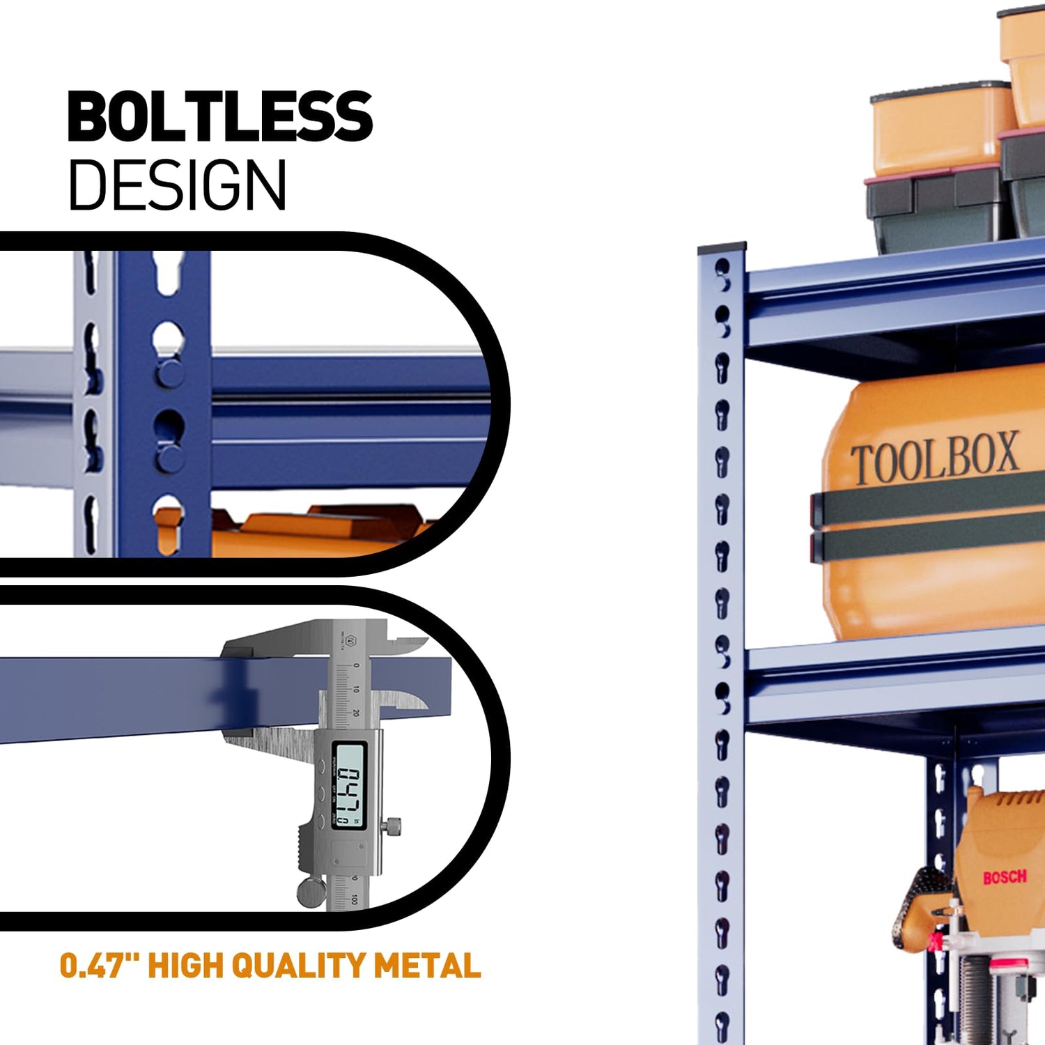 REIBII Garage Shelving Garage Storage Shelves Garage Shelves Heavy Duty Shelving Adjustable 5 Tier Metal Shelving 1750LBS Shelving Unit Industrial REIBII