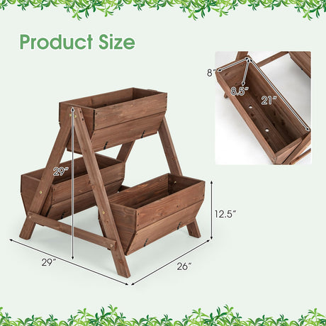 Giantex Vertical Raised Garden Bed, 3 Wood Planter Boxes for Flower Vegetable Fruit Herb, Freestanding Garden Planter with Drain Holes, Elevated Giantex