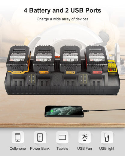 Lenoya DCB104 Battery Charger Replacement for Dewalt 12V/20V Max Battery Charger Station DCB104(Black) - WoodArtSupply