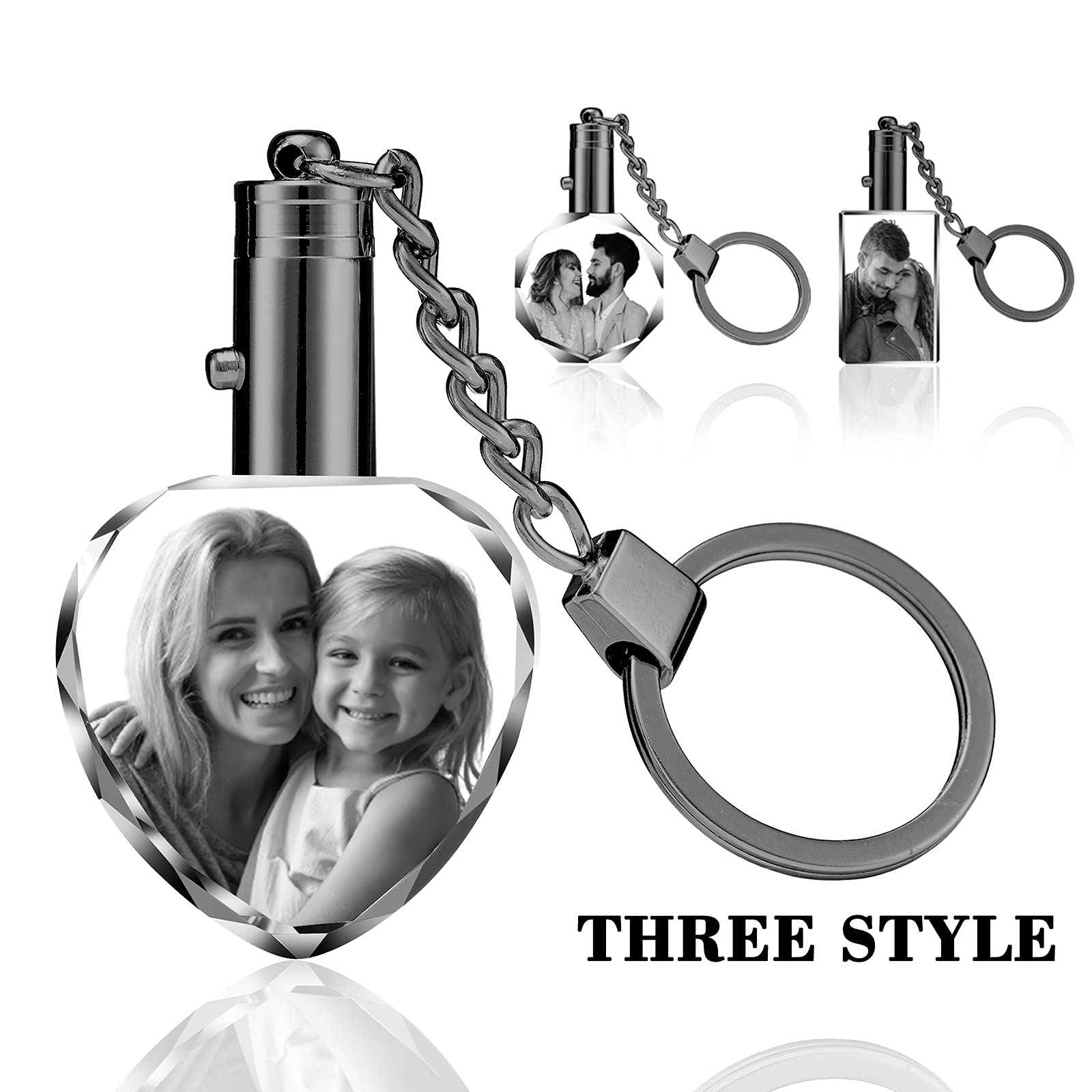 YanNanKe Personalized Crystal Keychain Photo Custom Laser Engraved Crystal Keychain - WoodArtSupply