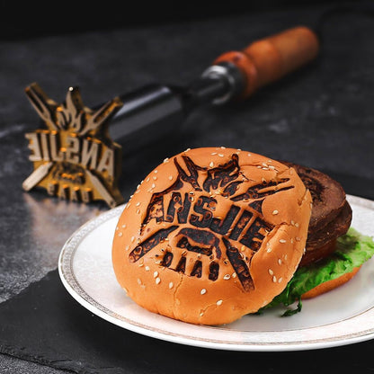 Custom Branding Iron for Burger | BBQ Branding Iron | Personalized Branding Iron for Steaks | Branding Iron for Meat | Food Branding Iron | Wood