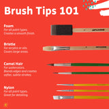 Artlicious Paint Brushes - Acrylic Paint Set and Detail Paint Brushes for Kids - Use with Craft, Watercolor, Oil, Gouache Paints, Face Art, Washable Artlicious