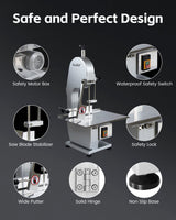 FoundGo 1500W Electric Meat and Bone Saw Bone Cutting Machine,Commercial Bone Sawing Machine for Frozen Meat/Trotter/Ribs/Fish/Meat/Bone etc.,with 6 FoundGo