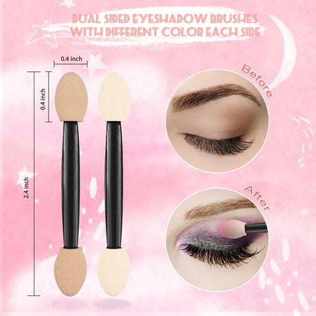 MORGLES Eyeshadow Applicators, 50pcs Eyeshadow Brush 2.4 Inch Eye Shadow Applicator Sticks Double Sided, Makeup Applicator for Women Girls, Black MORGLES