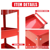 BIG RED 3-Tier Service Cart 400 lbs capacity metal cart on wheels For Garage Warehouse Workshop Use Stainless Steel Utility Cart,APTC302R,Torin BIG RED