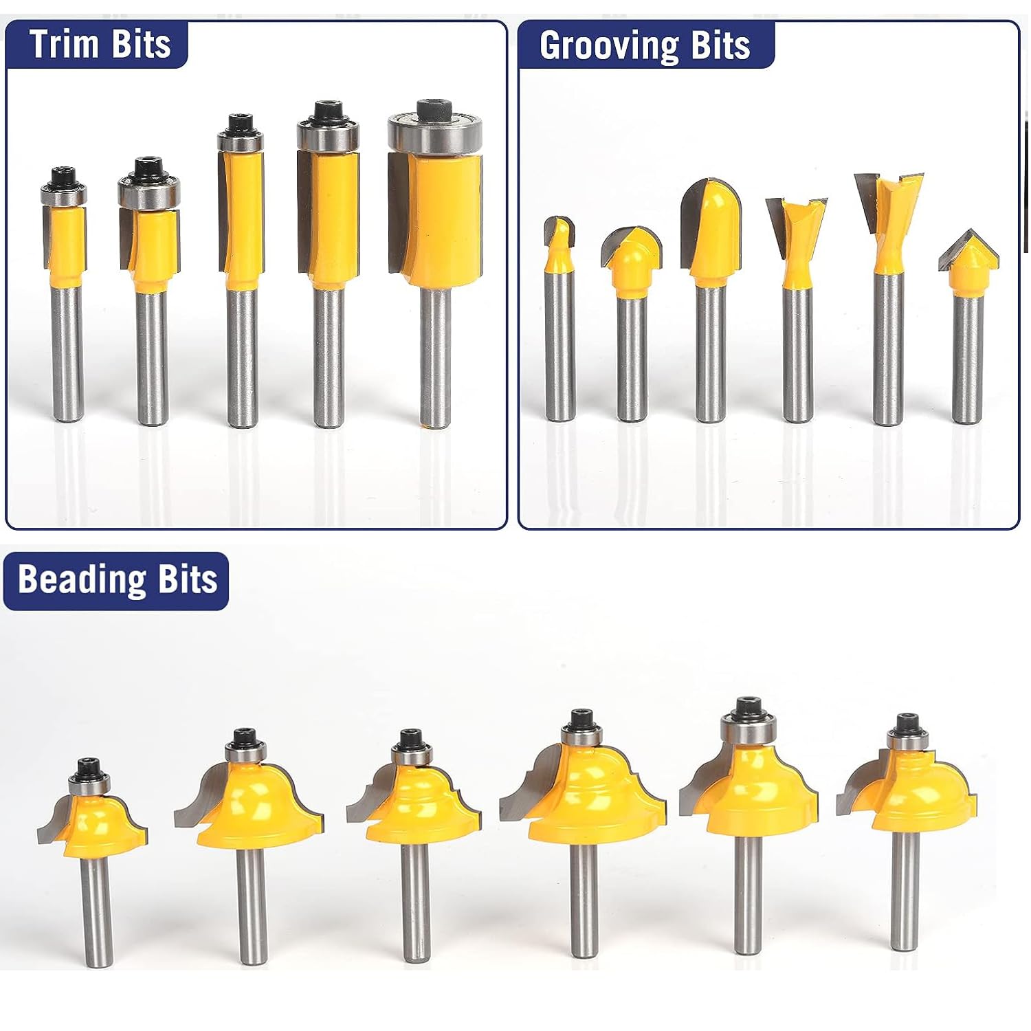 TOTOWOOD Router Bit Set ,Tungsten Carbide Router Bits Set 1/4 Shank,35 Piece Router Bit Kit for DIY, Woodworking Project,American Router Bit Set with - WoodArtSupply