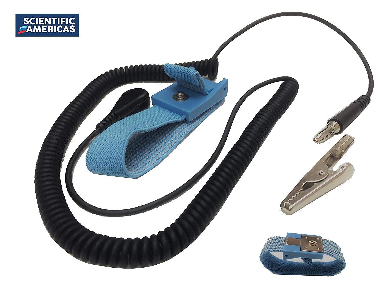 Rubber ESD Anti-Static HIGH Temperature Soldering MAT KIT-24" X 72" (2'x 6') - 0.08" Thick- with Dual Bench and Wrist Strap-Blue Scientific Americas