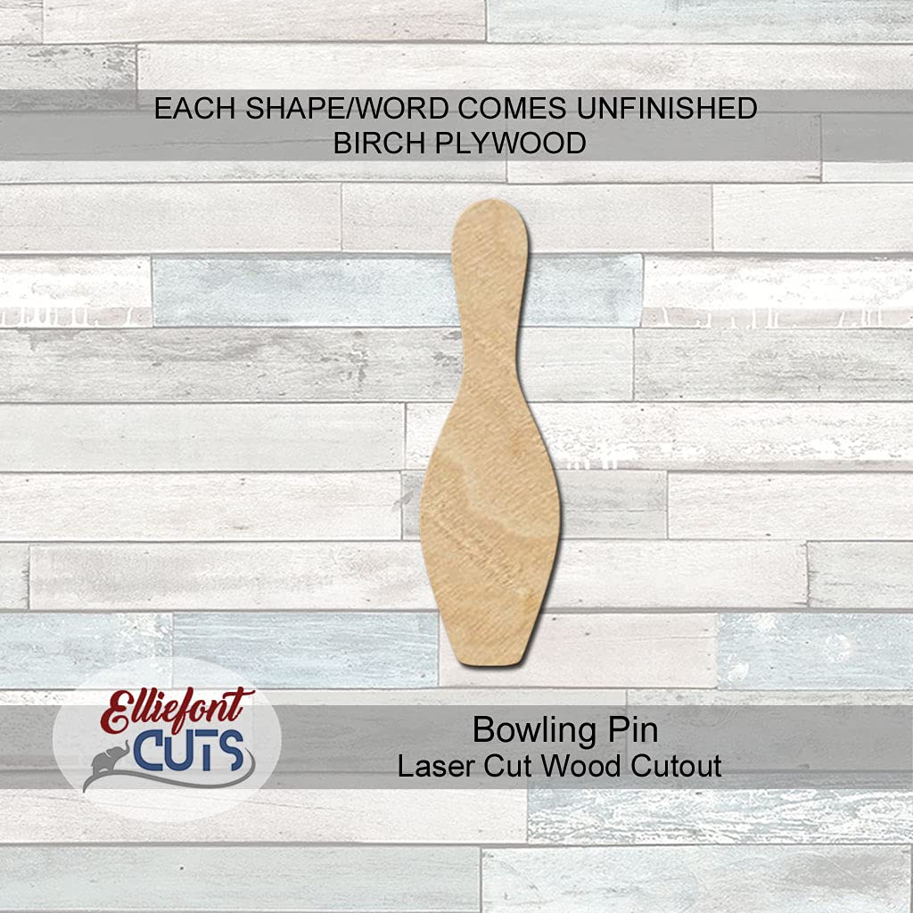 Bowling Pin Wood Cutouts for crafts, Laser Cut Wood Shapes 5mm thick Baltic Birch Wood, Multiple Sizes Available Elliefont Styles