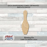 Bowling Pin Wood Cutouts for crafts, Laser Cut Wood Shapes 5mm thick Baltic Birch Wood, Multiple Sizes Available Elliefont Styles