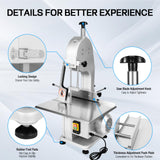 Electric Meat and Bone Saw w/18.7 * 14.96 inche Workbench, 1500W Stainless Steel Commercial Bone Band Saw Machine - 6.3 inches Adjustable Cutting REBaiYU