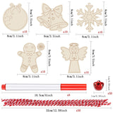 Artmag 50pcs Unfinished Wooden Christmas Ornaments Wood Slices with Holes for Kids DIY Crafts Centerpieces Holiday Hanging Decor Decorations 5 Styles Artmag