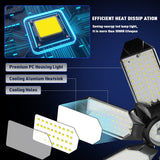 POLARPRA LED Garage Lights - 2 Pack Super Bright 32000LM LED Garage Ceiling Light 6500K LED Shop Light w/ 6 Deformable Panels Screw in E26/E27 Socket POLARPRA