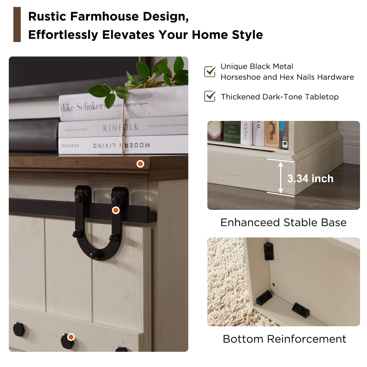 OKD 75" Sideboard Buffet Cabinet with Storage, Farmhouse TV Stand w/Sliding Barn Door, Rustic Long Coffee Bar, Large Buffet Table for Dining Room, OKD