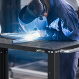 WORKPRO 36”×18” Welding Table, 1200 lbs Load Capacity, Nitriding Tabletop, Portable Welding Table with 5/8" Holes on Top, Welding Cart, Casters with WORKPRO