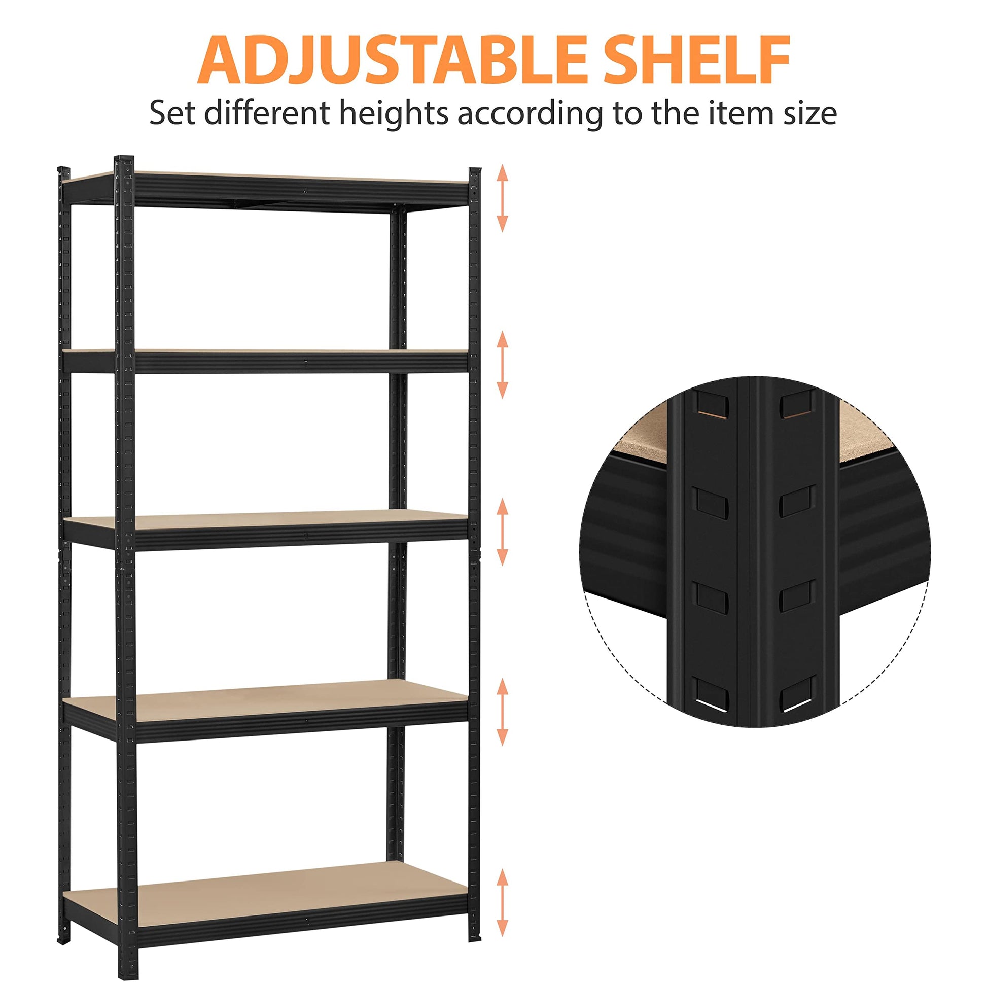 Topeakmart 5-Tier Utility Shelves, Metal Storage Shelves Garage Shelving Unit Adjustable Garage Storage Shelves Storage Racks Heavy Duty Shed - WoodArtSupply