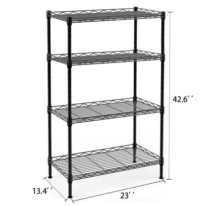 Txxplv 4 Tier Storage Shelves Wire Shelving Rack Unit, Adjustable Metal Rack for Storage Kitchen Laundry Storage Rack (Black) - WoodArtSupply