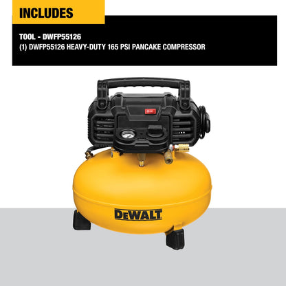 DEWALT Pancake Air Compressor, 6 Gallon, 165 PSI (DWFP55126),Multi - WoodArtSupply