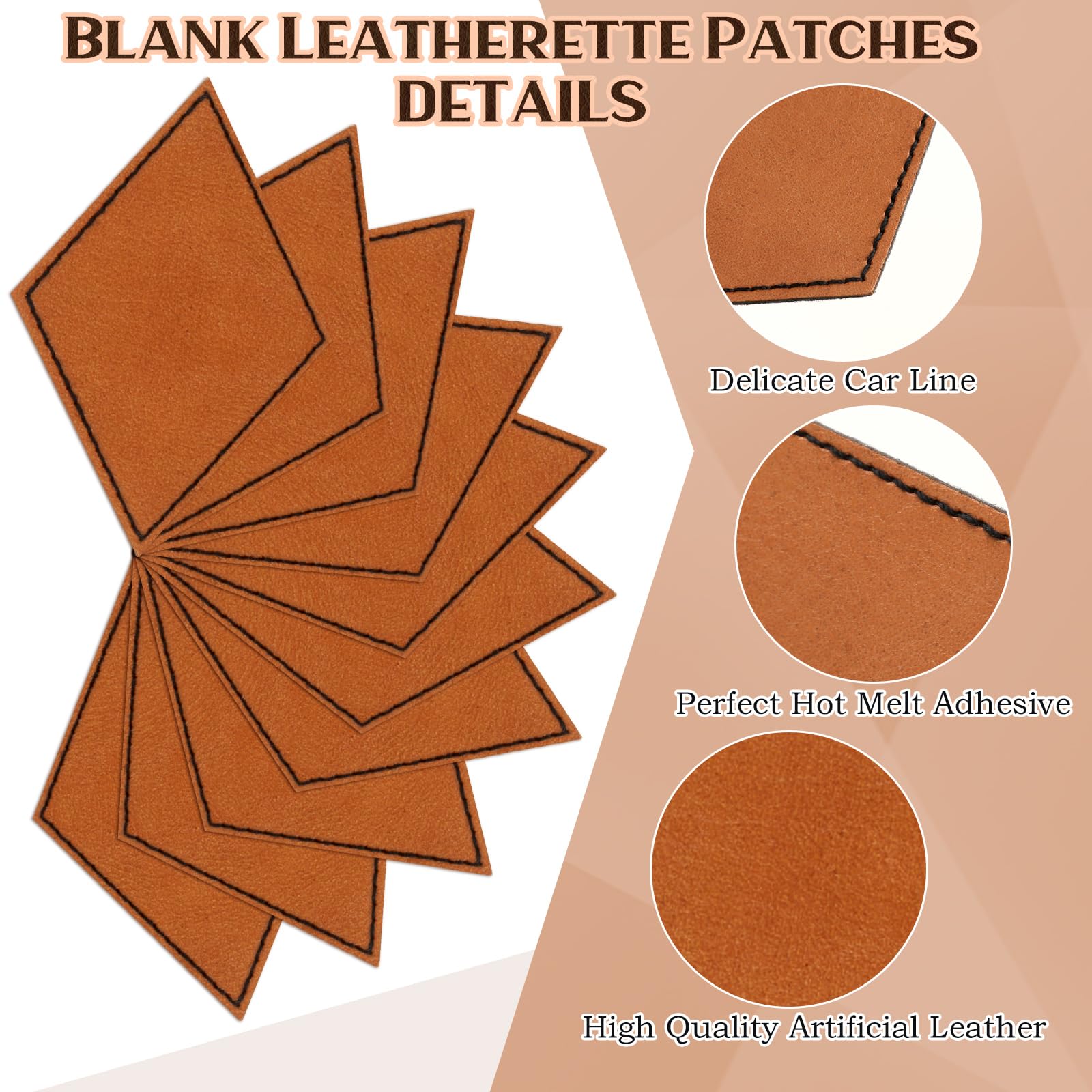 Yunlly 180 Pcs Rustic Leather Patches for Hats with Adhesive Heat Laser Engraving Blanks Patch Faux Leatherette Blank Patches for Embroidery Sew - WoodArtSupply