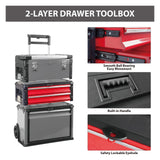 BIG RED TRJF-C305ABD Torin Garage Workshop Organizer: Portable Steel and Plastic Stackable Rolling Upright Trolley Tool Box with 3 Drawers, 20.5" L x BIG RED