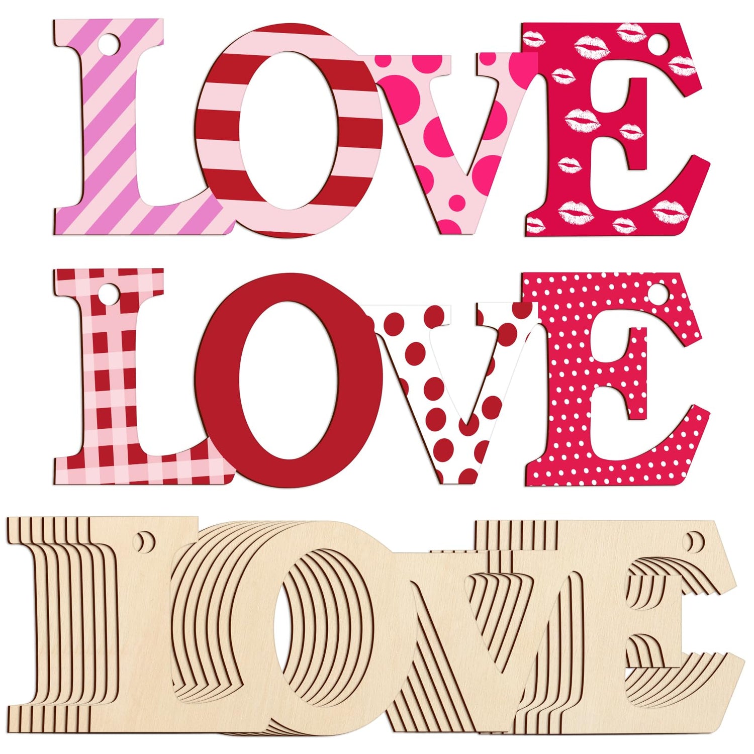 Wooden Love Letter Ornaments to Paint 7 Inch, Large Size Valentine's Day Wooden DIY Blank Unfinished Round Wood Discs Mothers Day Father's Day Sophena