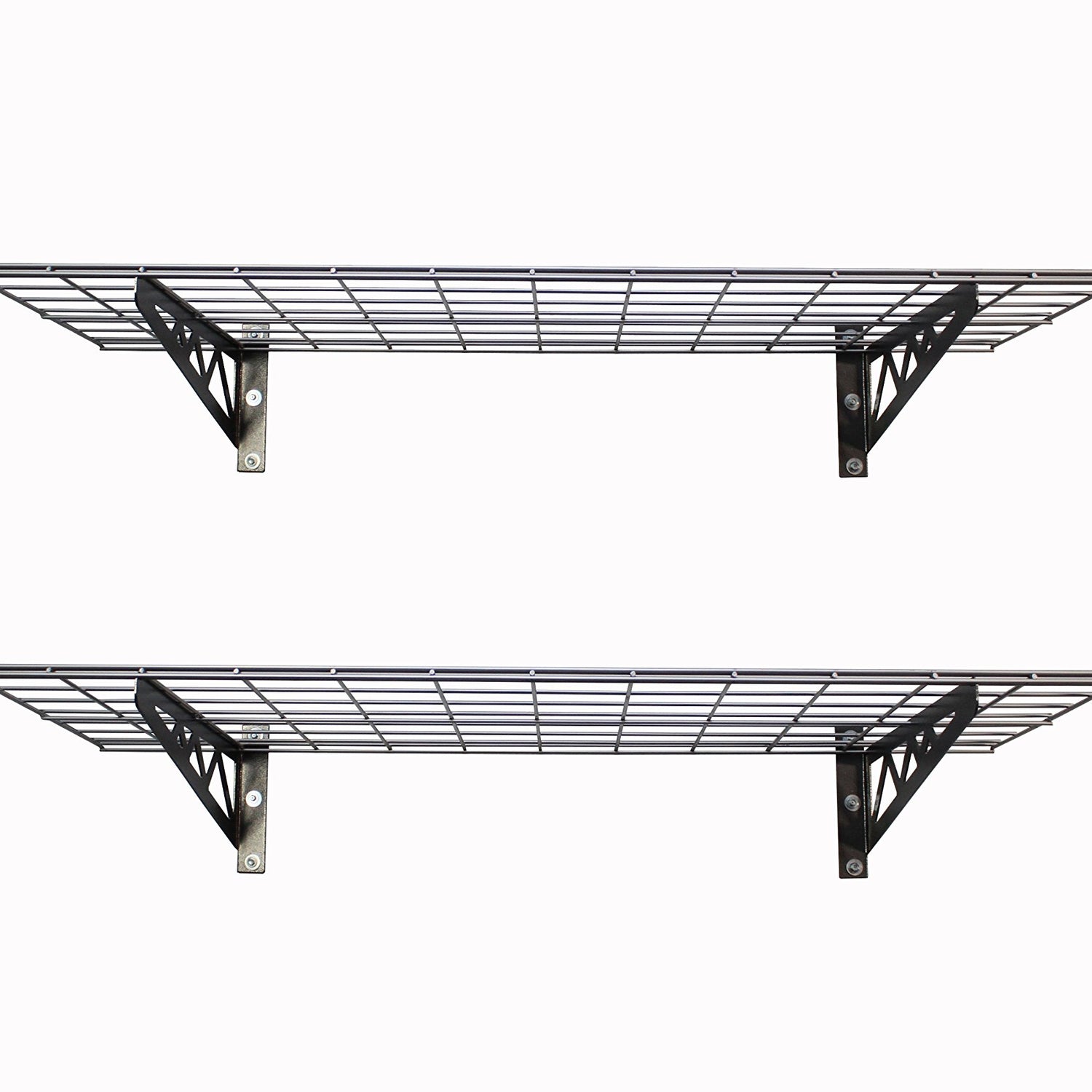 MonsterRax | Garage Wall Shelf Two-Pack White or Hammertone | Three Size Options | Includes Bike Hooks | 500lb Weight Capacity (Hammertone, 18"x36") MonsterRax