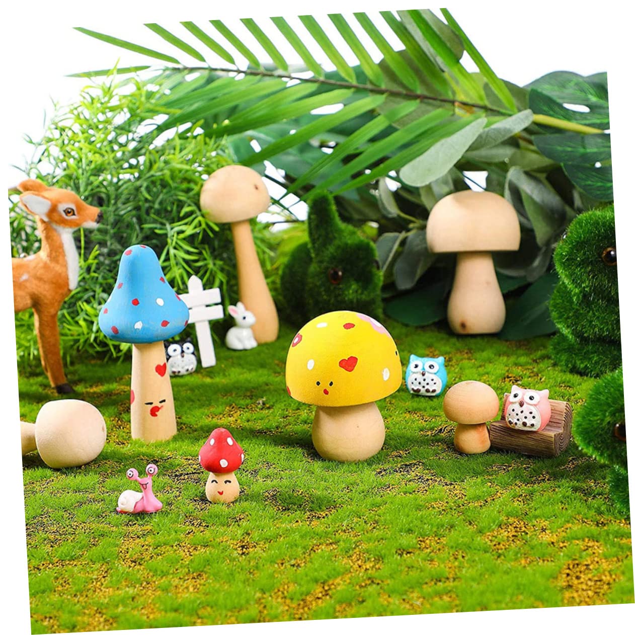 OFFSCH 5pcs Wooden Peg Mushroom Blank Craft Mushroom Wooden Peg Dolls Kid Toys Kids Painting Mushroom Models Kids Painting Toys Wooden People Figures - WoodArtSupply