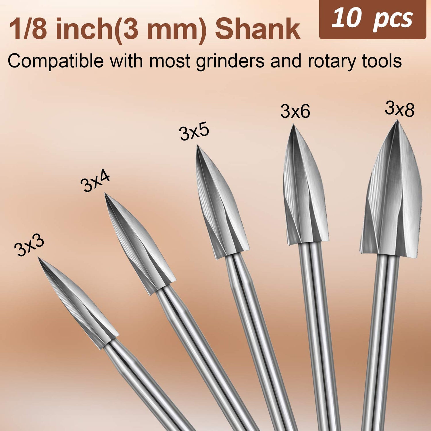 20 Pieces Wood Carving Drill Bit Set Includes HSS Engraving Drill Accessories Bit and HSS Carbide Wood Milling Burrs Universal Fitment for Rotary Honoson