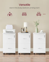 VASAGLE 2-Drawer File Cabinet, Locking Wood Filing Cabinet for Home Office, Small Rolling File Cabinet, Printer Stand, for A4, Letter-Size Files, VASAGLE