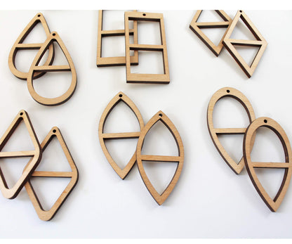 18 Unfinished Wood Laser Cutout Earrings Jewelry Crafts Blanks with Double Window Cutouts - WoodArtSupply