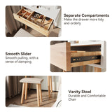 ARTETHYS Small Makeup Vanity Desk with 3 Adjustable Lighted Mirror and Chair, 24 Inch Makeup Vanity Table with Big Drawer Wooden Frame for Small ARTETHYS