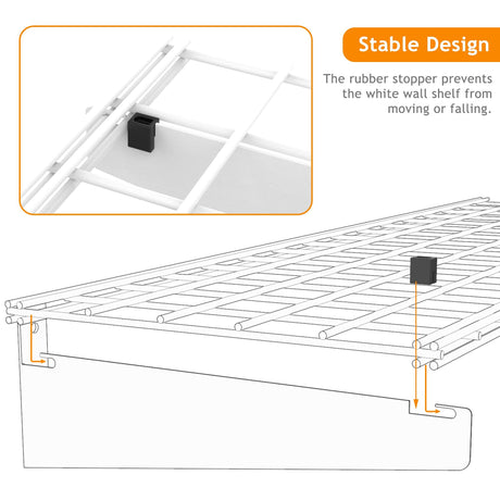 Wallmaster 2-Pack 15x45 Heavy Duty Garage Wall Shelving 45-inch-by-15-inch Wall Mount Garage Storage Rack Floating Shelves Max Load 400lb White Wallmaster