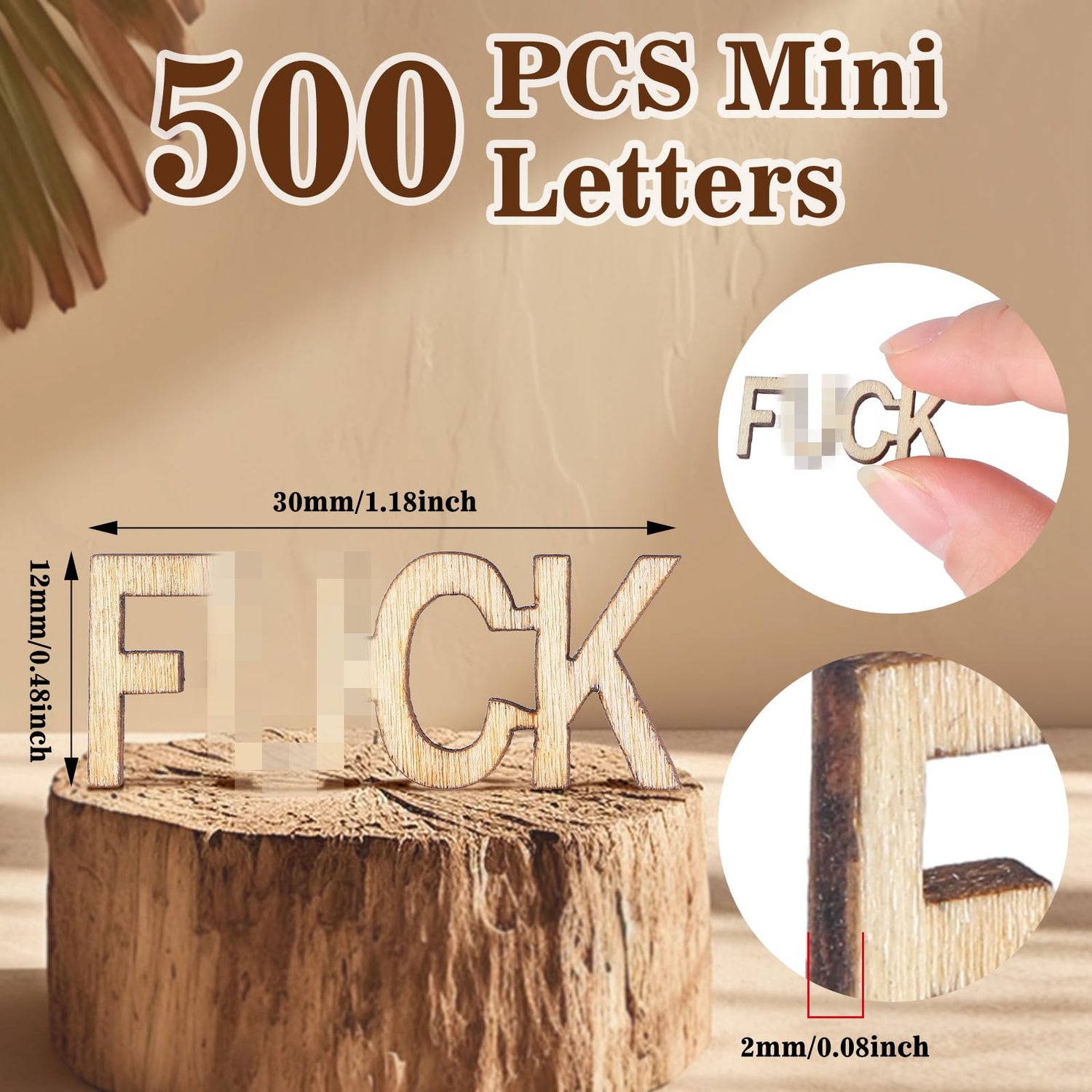 Beeveer 500 Pcs Wooden Words That Symbolize Attitudes Cutouts Bag of Words That Symbolize Attitudes to Give Mini Unfinished Wood Words That Symbolize Beeveer