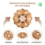 Wooden Trivets for Hot Dishes - 2 pcs Natural Handmade Wood Trivet Mat - Sturdy and Durable 7.5'' Kitchen Hot Pads - Wooden Trivet Frame for Hot Pots KIBS group